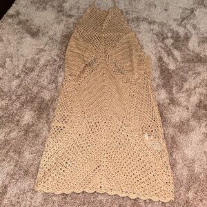 Super cute crochet mini dress. Peach color. Sz Small